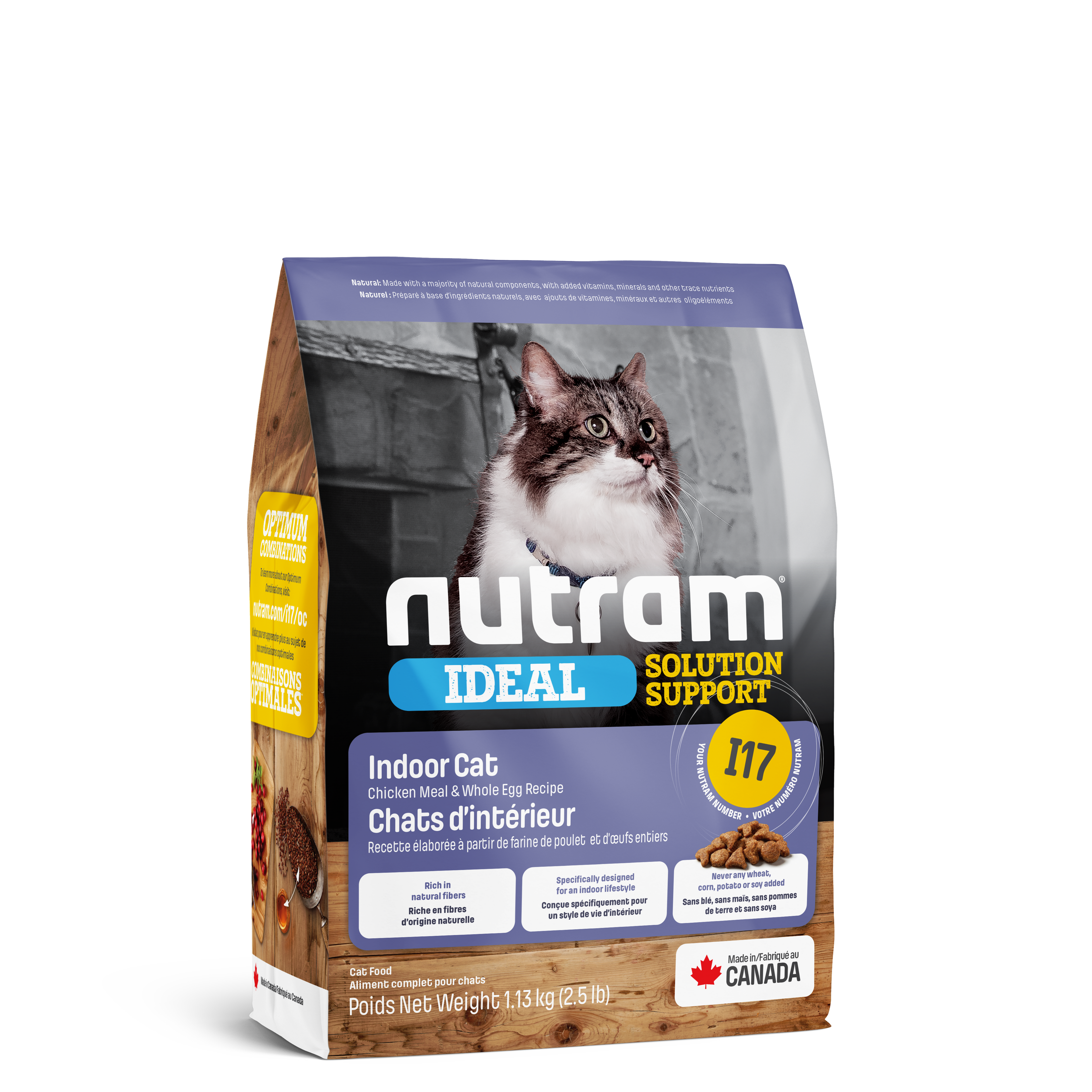 Nutram I17 - Chats d’intérieur Recette au poulet frais et aux œufs entiers - 1KG130