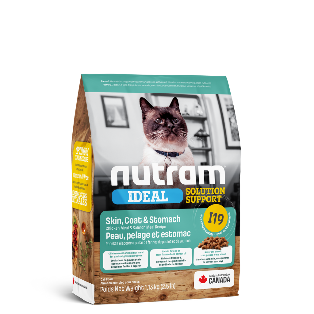 Nutram I19 - Peau, pelage et estomac Recette au poulet et au saumon - 1KG130