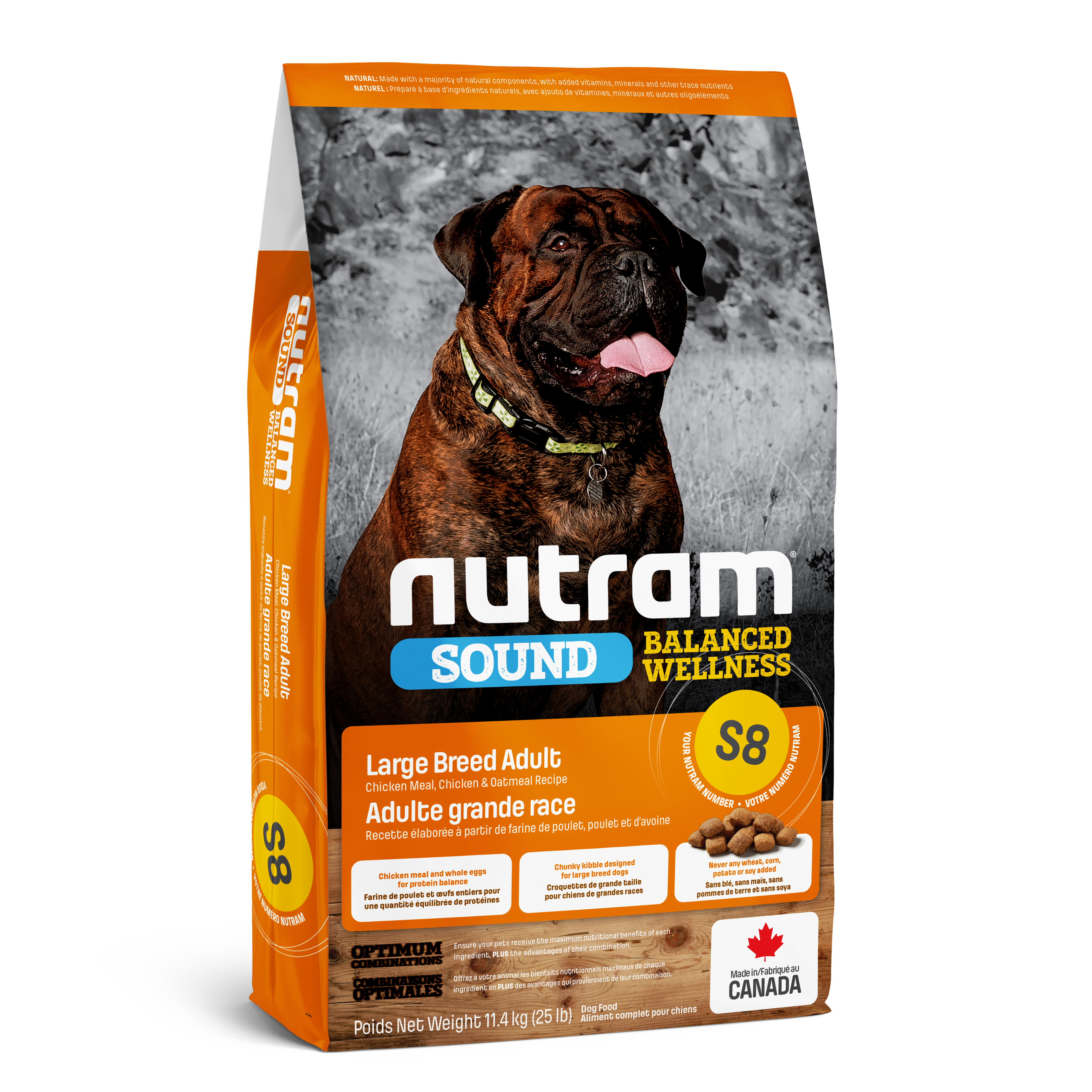 Nutram S8 - Adulte grande race Recette au poulet frais et à l’avoine - 11KG400