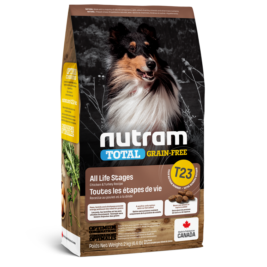 Nutram T23 - Toutes les étapes de vie Recette au poulet frais et à la dinde fraîche - 2KG