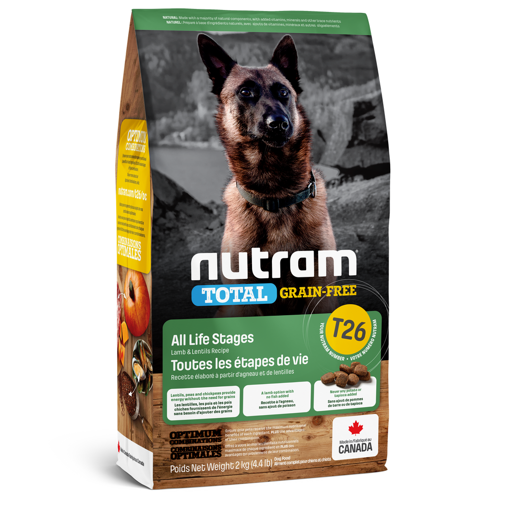 Nutram T26 - Toutes les étapes de vie Recette à l’agneau frais et aux lentilles - 2KG