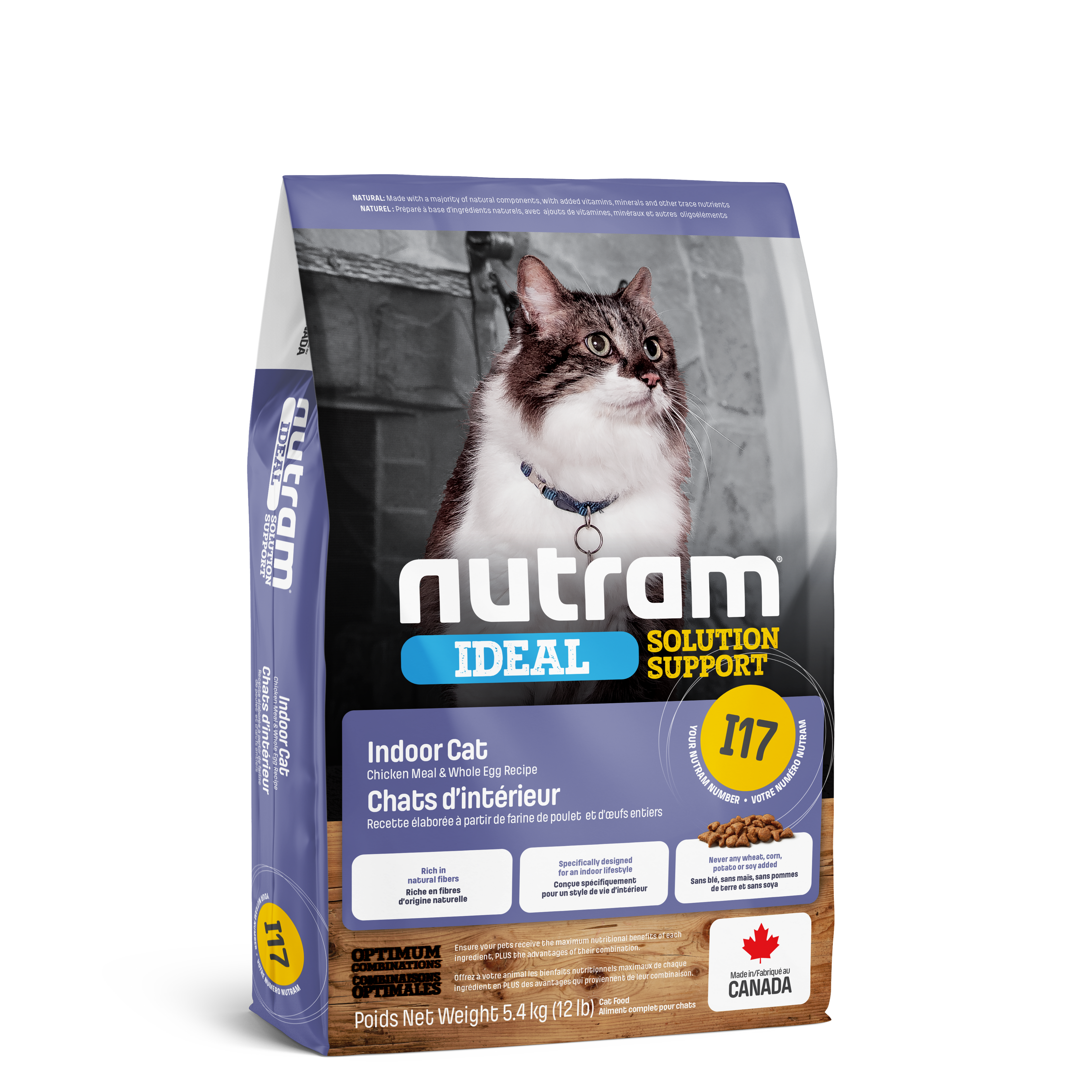 Nutram I17 - Chats d’intérieur Recette au poulet frais et aux œufs entiers - 5KG400