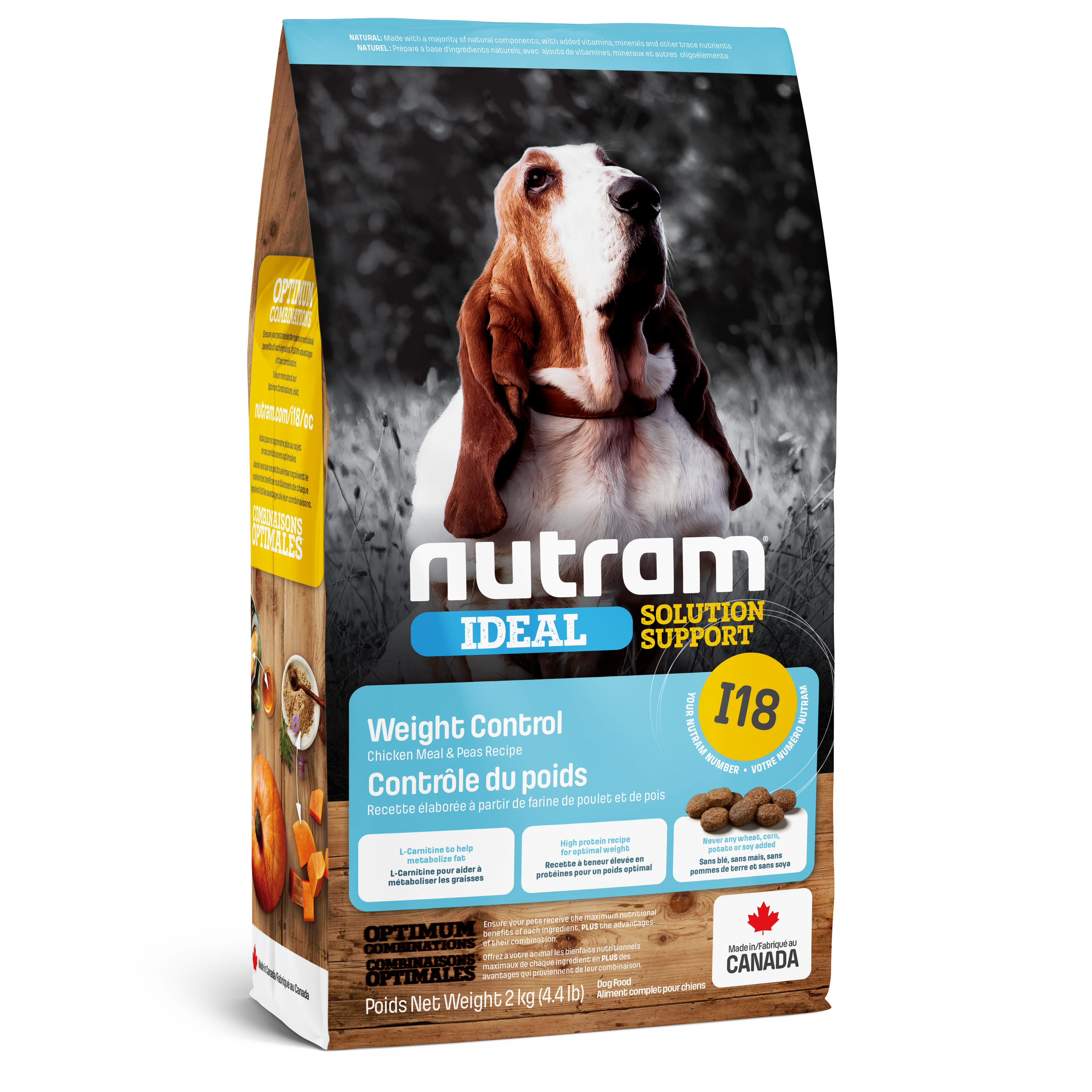 Nutram I18 - Contrôle du poids Recette au poulet frais et aux pois - 11KG400