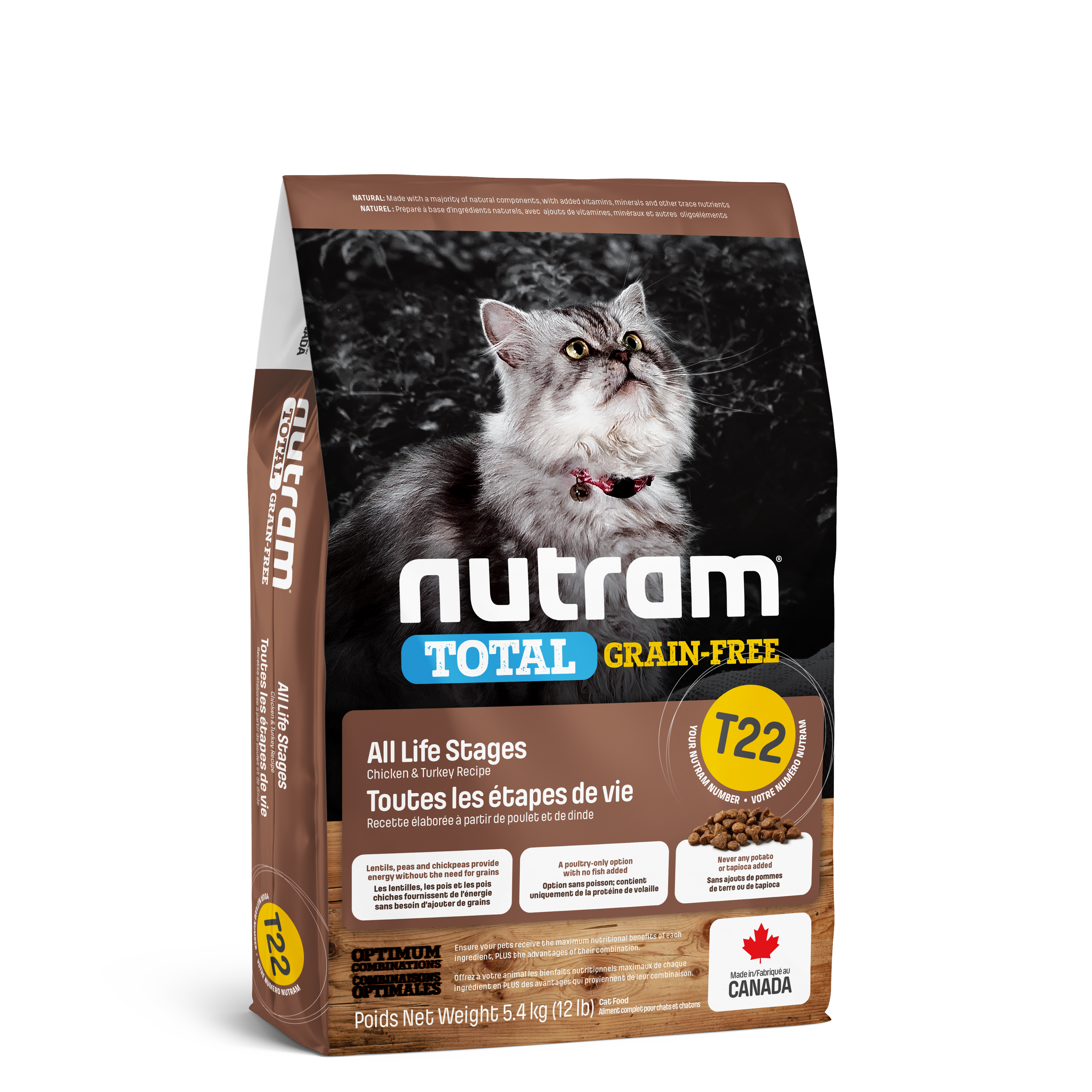 Nutram T22 - Toutes les étapes de vie Recette au poulet frais et à la dinde fraîche -  5KG400