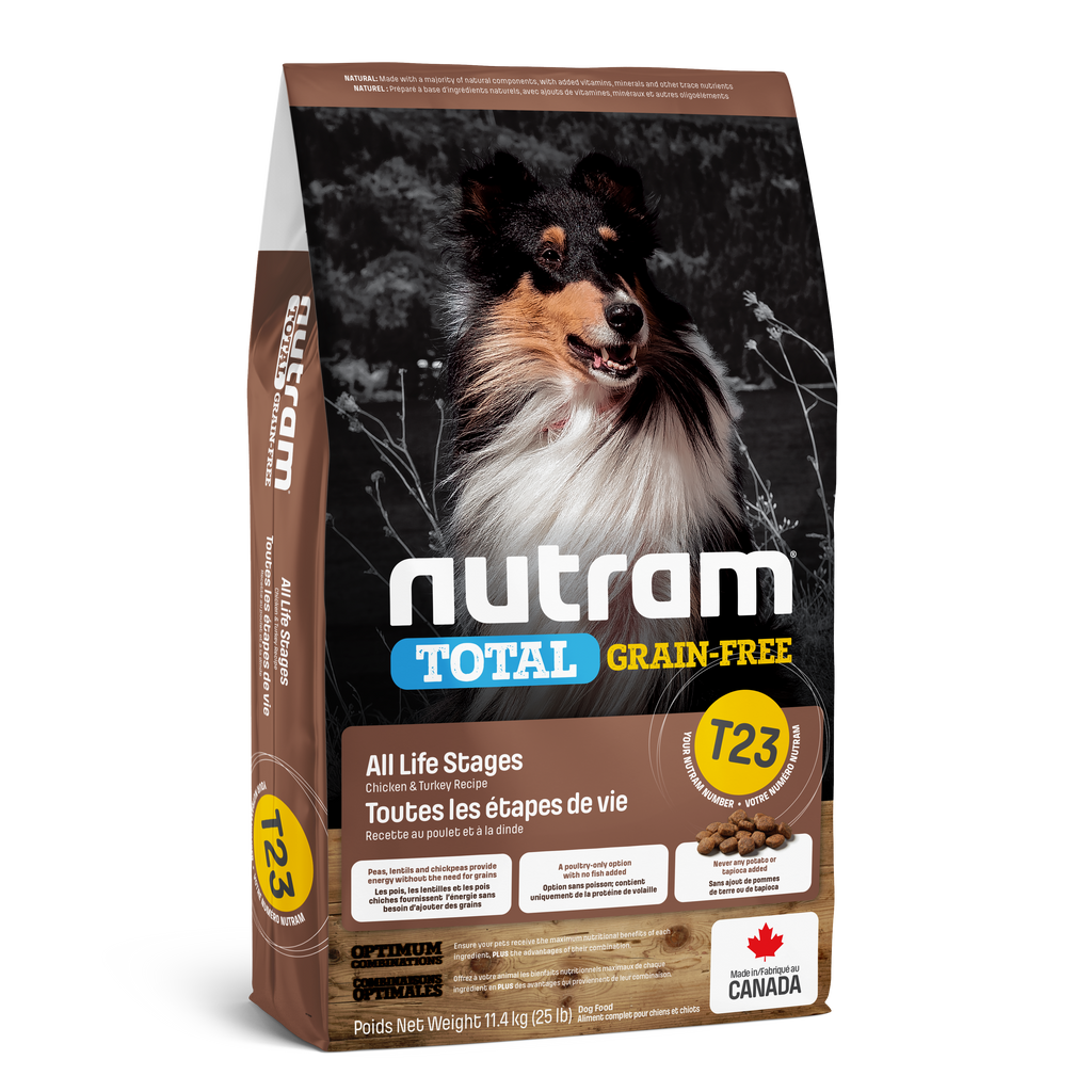 Nutram T23 - Toutes les étapes de vie Recette au poulet frais et à la dinde fraîche - 11KG400