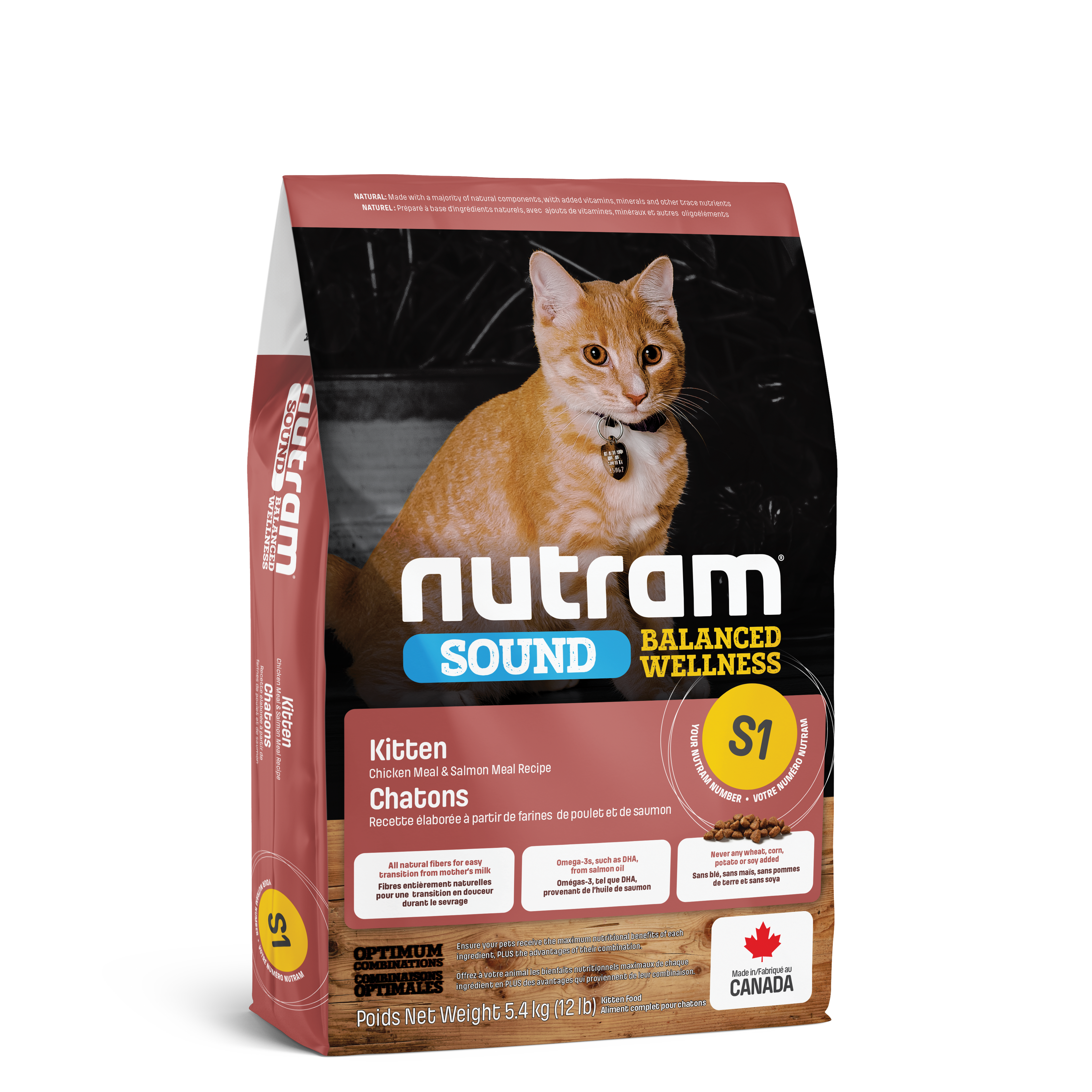 Nutram S1 - Chatons Recette au poulet frais et au saumon - 5KG400