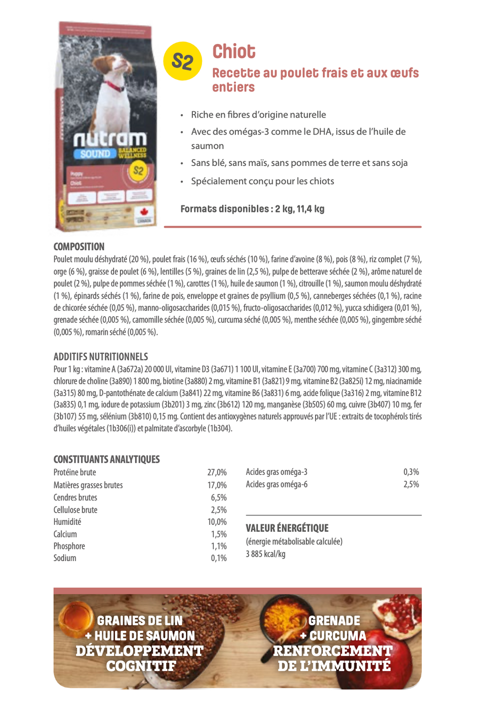 Nutram S2 - Chiot Recette au poulet frais et aux œufs entiers 2kg