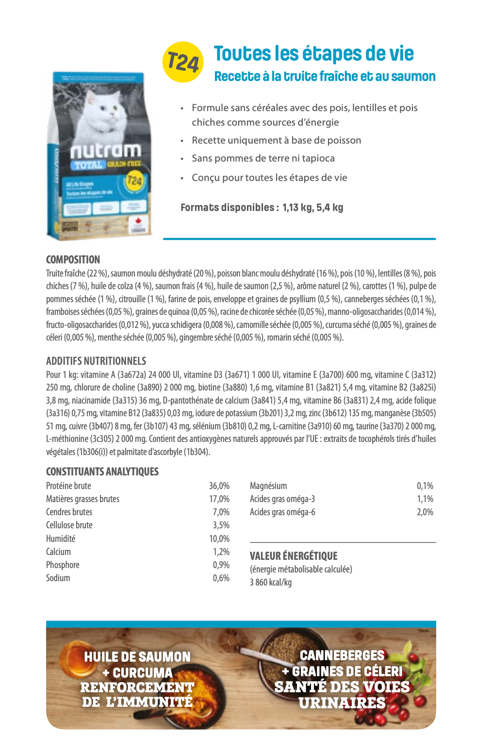 Nutram T24 - Toutes les étapes de vie Recette à la truite fraîche et au saumon - 5KG400
