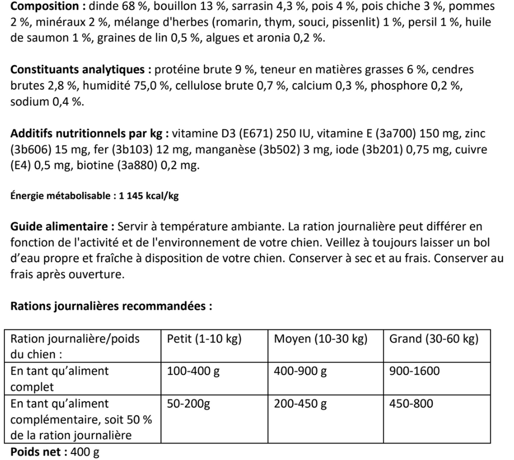 Brit Fresh - Dinde aux petits pois - 400G